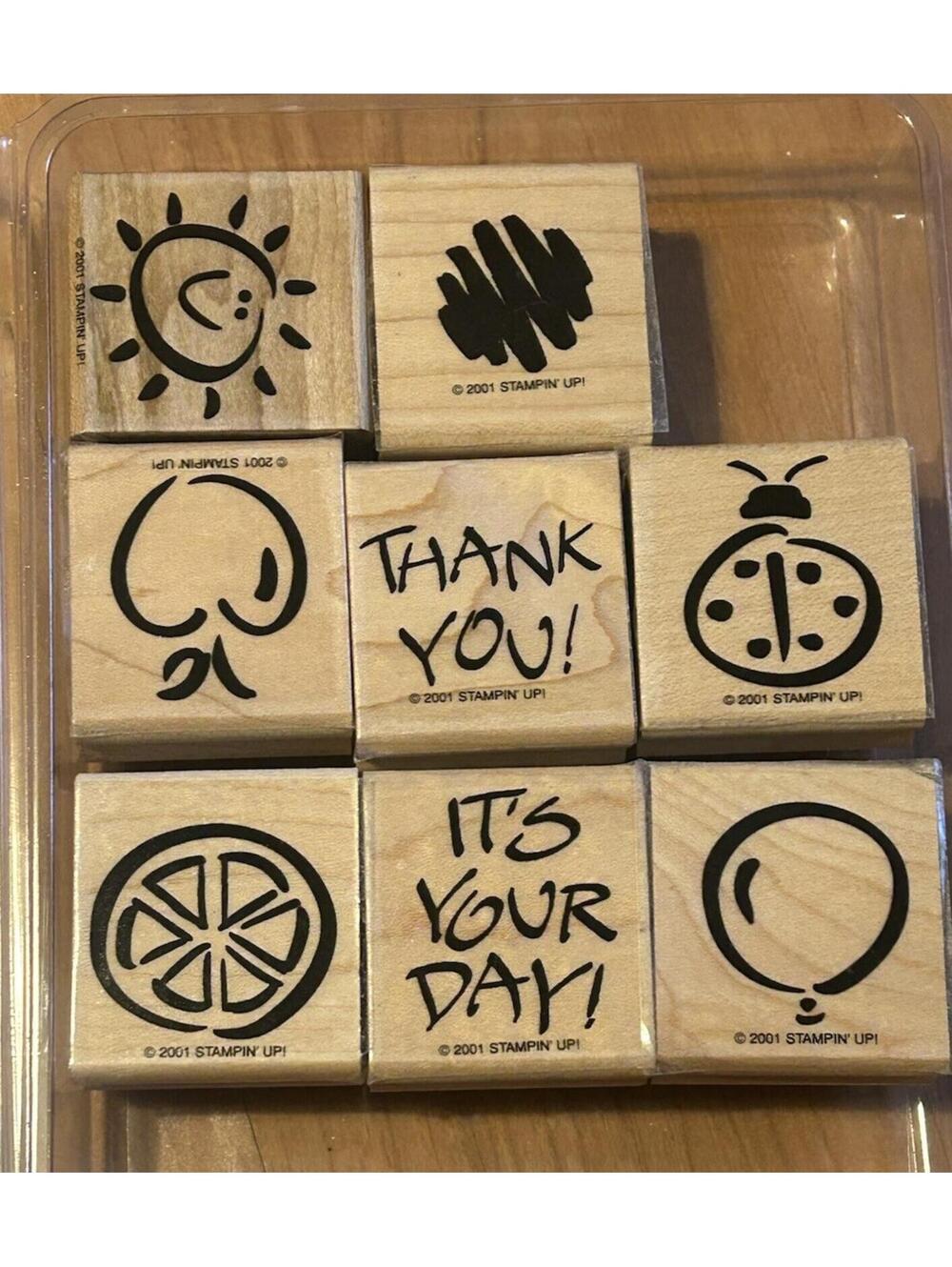 Stampin' Up! 8-Piece Rubber Stamp Set with Wood Blocks